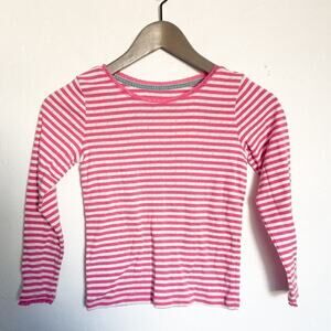 Boden Striped Pink White Lace Trim Long Sleeve 7-8y